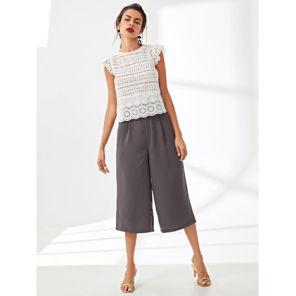 Summer latest women white blouse styles with petal sleeve