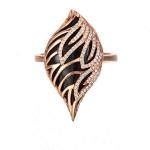18K Rose Gold Black Onyx Diamonds Ring Pendant Earrings Jewelry Set (GDSET002)