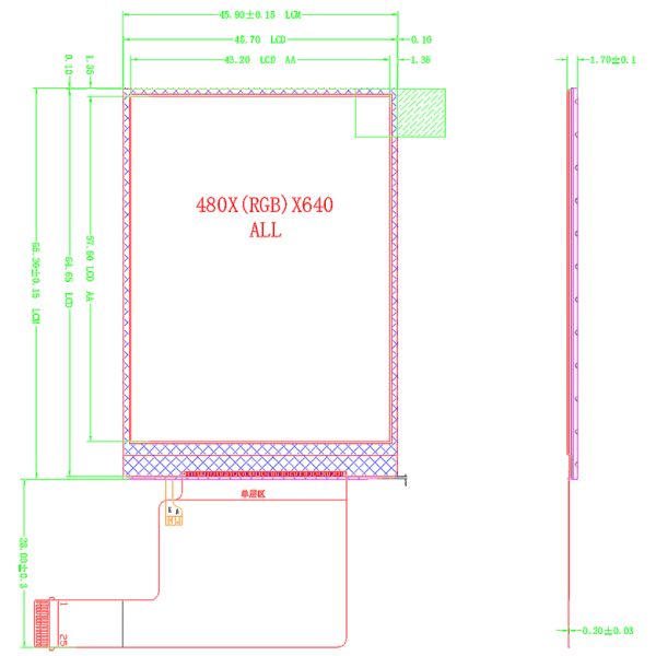 High Brightness Capacitive TFT LCD Displays 2.8 Inch 480x640 MIPI Interface