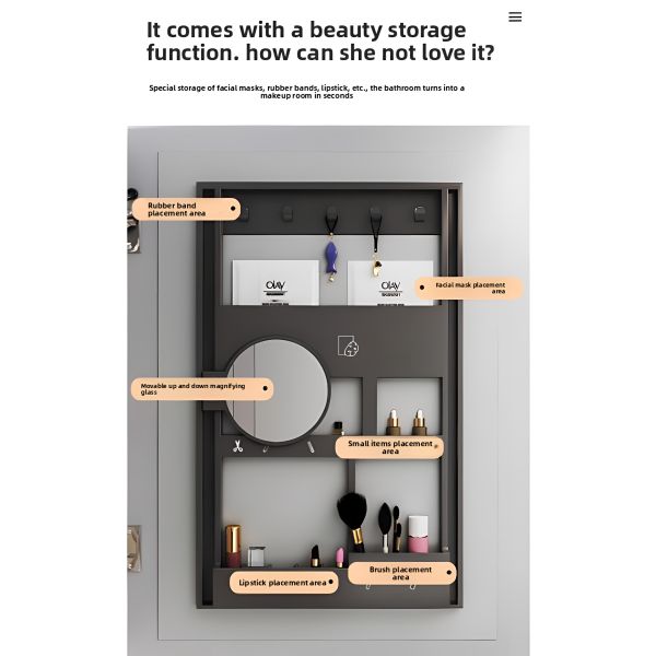 Custom Modern 2-Door LED Bathroom Lights Anti-Fog Feature Water Resistant Mirror Medicine Cabinet for Hotels Villas Apartments