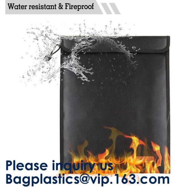Double layer heat protection large fireproof document money pouch bags,Safety document bag / fire resistant document bag
