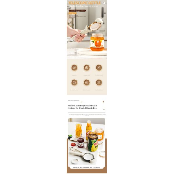 Effortless Adjustable Cap Effortless Handle Design Multifunctional Metal Bottle Opener