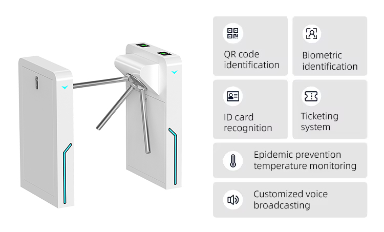 OEM ODM Tripod Turnstile Gate Support Face Fingerprint QR Code Reader Pedestrian Security Gate for Factory Entrance