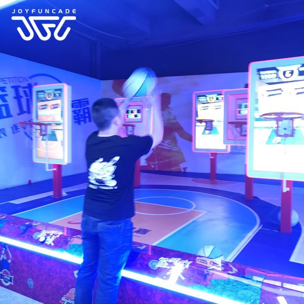 Close-up view of Basketball Sports Simulator controls