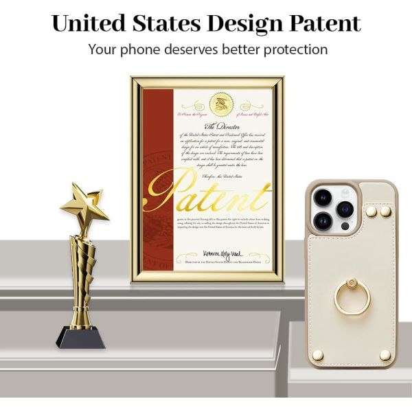 Cardholders with iPhone 13 Pro Max, 360° rotating ring holder, leather holder card slot case, RFID shockproof cover,