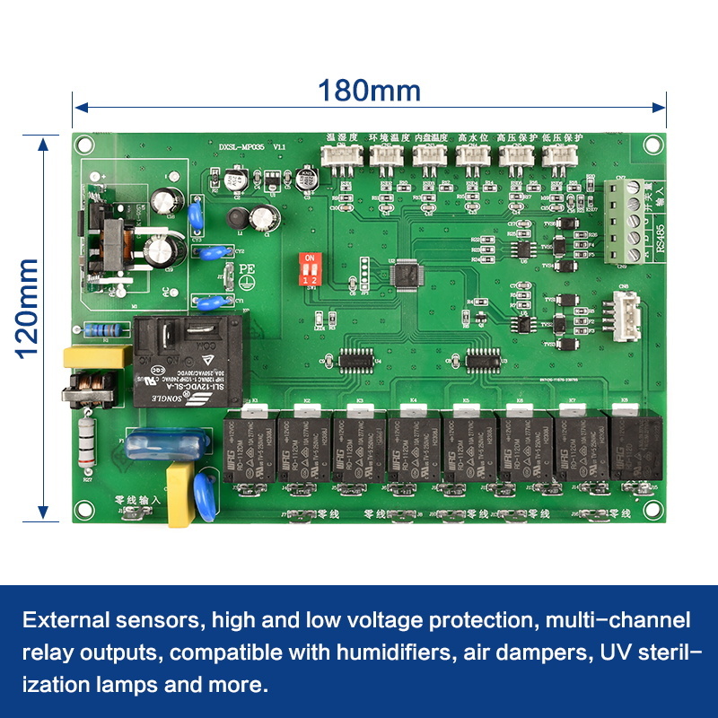 Custom HVAC Control Board With External Sensors High Low Voltage Protection And Multi-Channel Relays