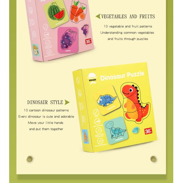 Muti Functional Cartoon Dinosaur Diy Drawing Montessori Educational Learning Jigsaw Puzzle Board Game Toys for Boys Girls