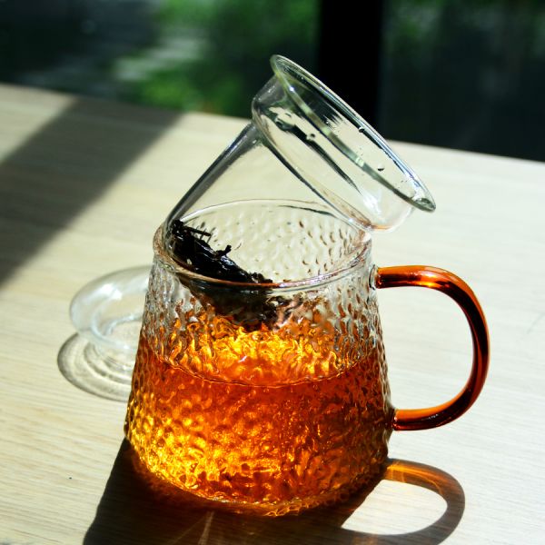 Handmade Glass Tea Mug With Embossed pattern High Borosilicate GlassTea Cup Tumbler Drinking Glasses