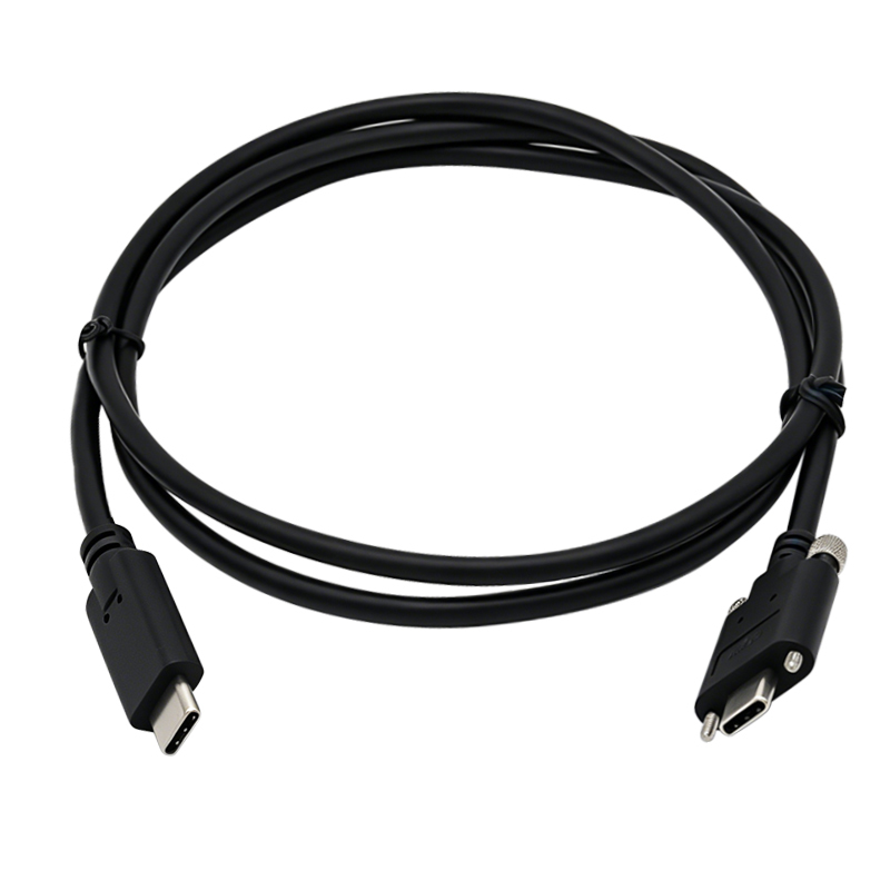 Customize USB2.0 Type-C Male with Dual Screw Locking Panel Mount Cable