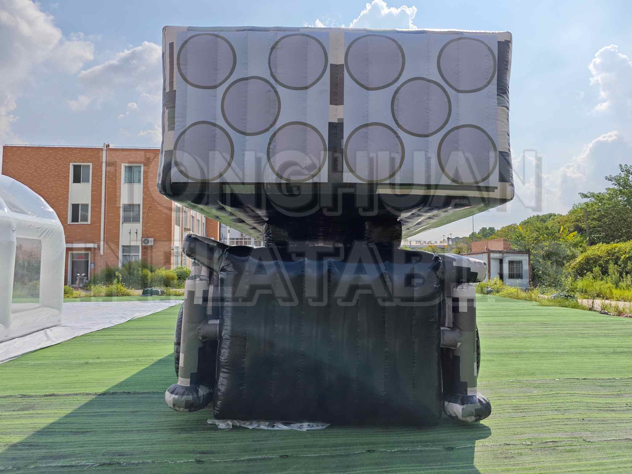 Custom Inflatable Launcher Vehicle Replica with Horizontal Canister Modules and Camouflage Truck Body for Training Display Exhibition and Outdoor