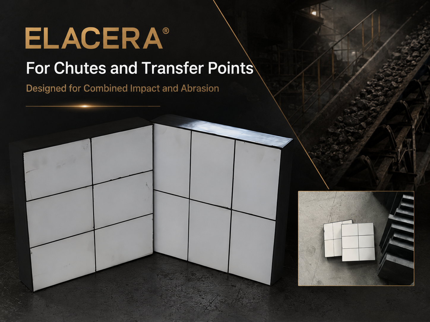 ZTA Ceramic Rubber Liner for High-Impact Chutes