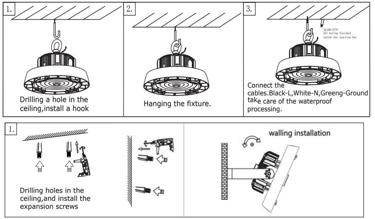 100W-240W IP65 LED High Bay Light Efficient with 3 Beam Angles 50000 Hrs Ideal for Industrial Commercial