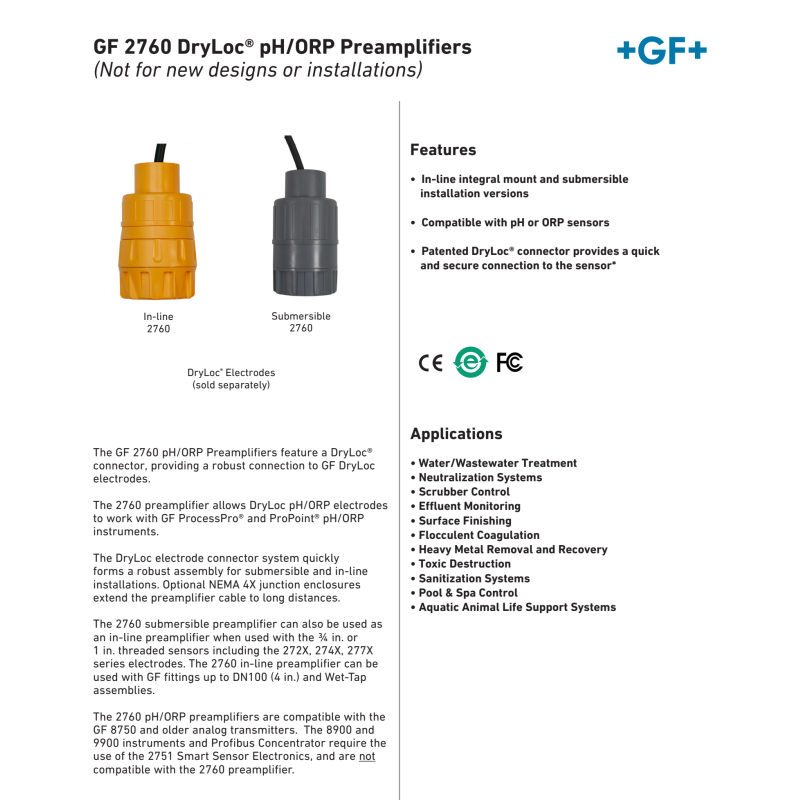 3-2760-1 GF Signet Type 2760 PH/ORP Preamplifier