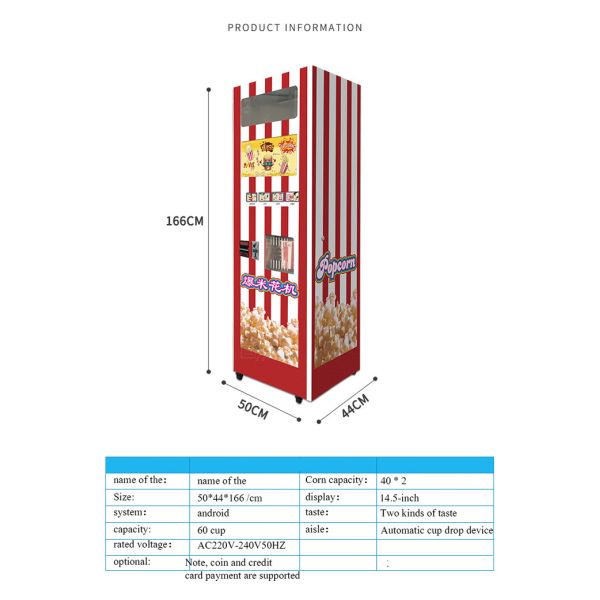 Commercial Popcorn Maker Machine Fully Automatic Intelligent Popcorn Vending Machine