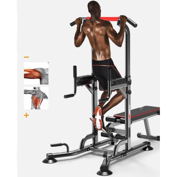 Pull Up Bar Station With Weight Bench Push Up Multifunctional Power Tower