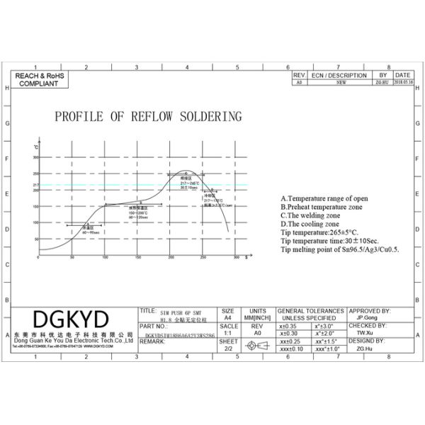 SIM Card Holder PUSH 6P SMT H1.8 Full Mount Telephone Card Holder DGKYDSIM18H6A6A2Y3WS286