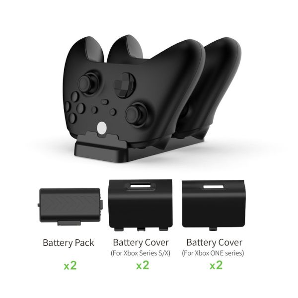 ABS Plastic Dual Charging Station Dock Charger with Rechargeable Battery for X-one Controller Game Accessories
