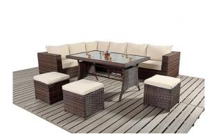 Buy cheap L Shape Ritzy Outdoor Rattan Sofa Group With Three Stools In Brown Color product
