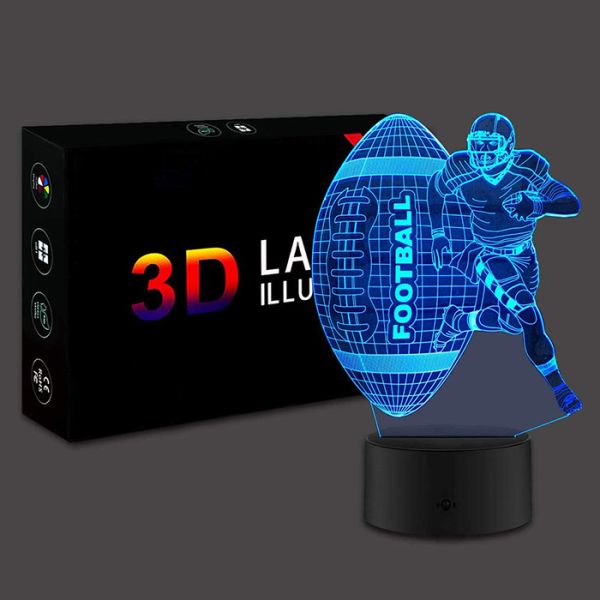 Multicolor RGB 3D Illusion Night Light Football Remote Control