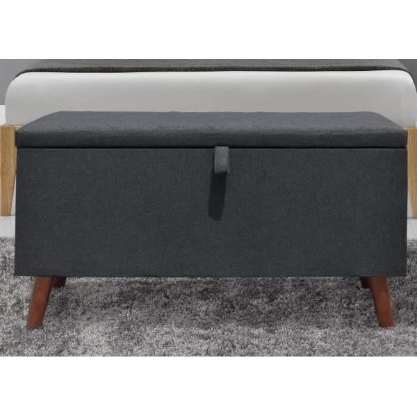 Dark Grey Fabric Storage Ottoman Hidden Foldable Storage Stool