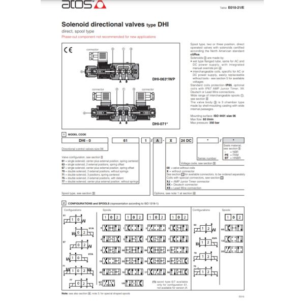 ATOS DHI-0631/2/23 Solenoid Operated Directional Valve