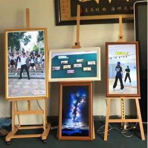 Art Picture Display Advertising Signage Kiosk Wooden Frame