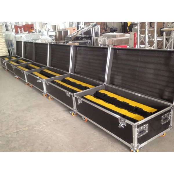 Yellow Cover Flexible 2 Channel Cable Protector Ramp , Rubber Cable Wire Protector