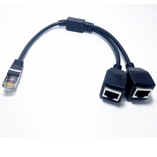 1 Male to 2 Female Ways Socket Port RJ45 interface Cat5 Lan Network Ethernet Splitter Y Adapter Cable