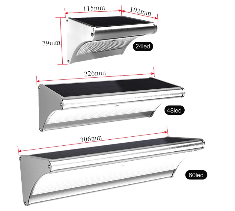 Radar Sensor Integrated Solar LED Wall Lamp 24 LED Long Working Time For Gardens