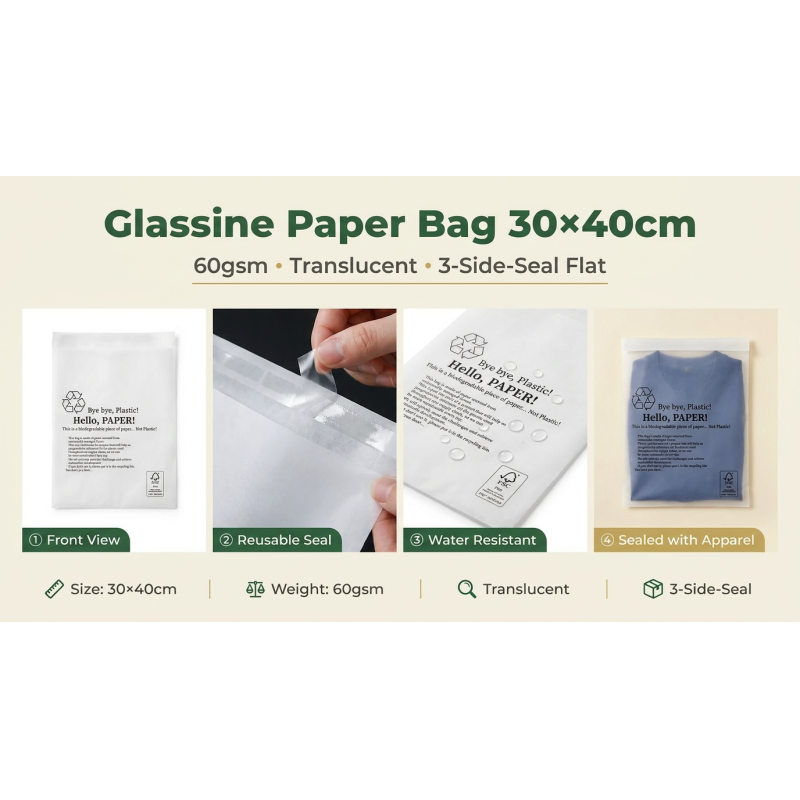 Compostable Biodegradable Glassine Envelope Apparel Packaging Eco Friendly Clothing Pouch Garment for Certified Recyclable