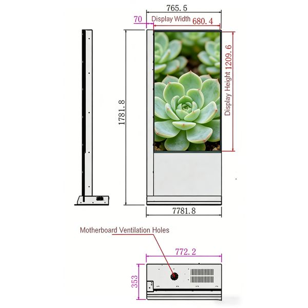 55 Inch Ultra-Thin Vertical Transparent OLED Display Stand for Premium Floor Advertising Solutions