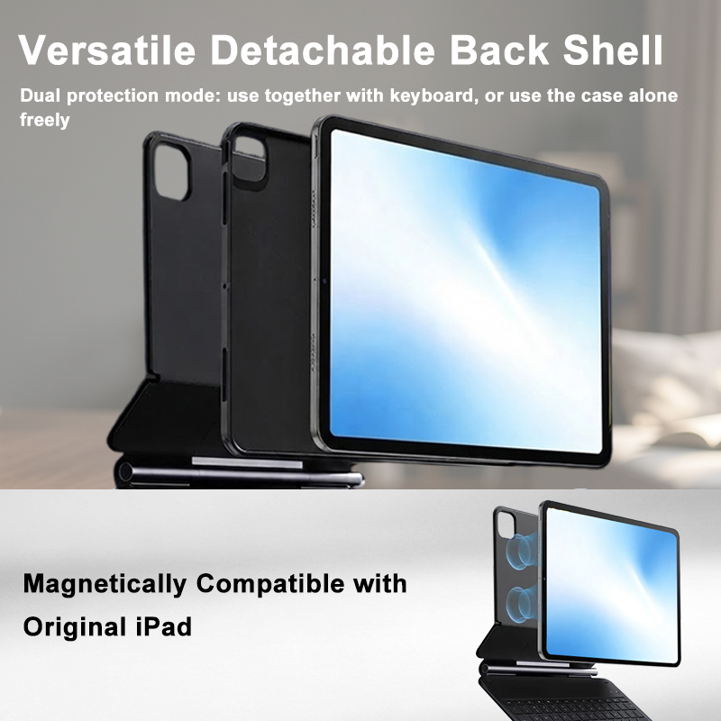 Custom Logo/Layout Premium Detachable Wireless Magnetic Keyboard Detachable Shell With Pen Groove for iPad Air 11" iPad Pro 11"