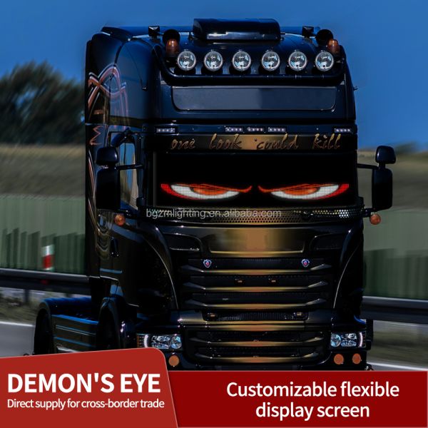 BGZM 16x32 Car LED Display Windshield Screen 12V Remote Control Devil'S Eye Animation Display
