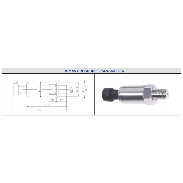 HTsensor Compact Design 4-20mA Silicon Piezoresistive Pressure Transmitter Sensor for Gas Water Oil