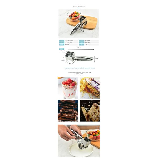 Versatile Silver Rotary Cheese Grater for Nuts and Vegetables Multiple Drum Options