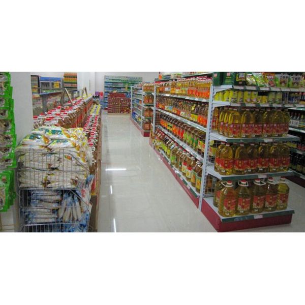 Double Sided Wire Mesh Panel Store Shelf / White Storage Baskets SGS ISO