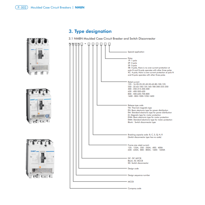 MCCB Plastic Case Circuit Breaker 125A 250A 400A 630A 800A For Circuit Protection