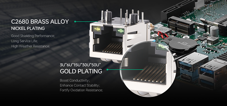 DGKYD RJ45 Single Port Connector 100M Shielded Side Entry PCB Mount
