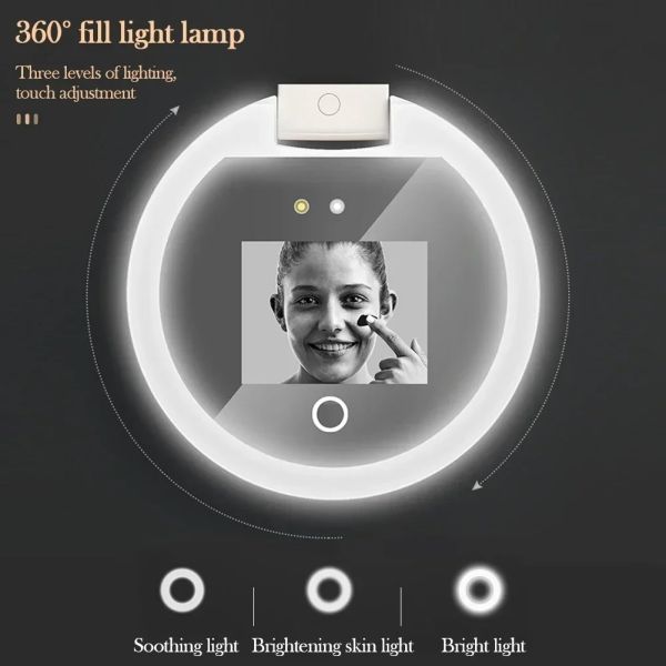 Sunscreen Testing Camera 2X Magnification Travel Makeup UV Mirror with Light(WH-MR-89)