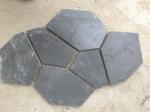 Black Slate Natural Stone Tiles Back Mesh Machine Cut Slate Floor Paving Tiles