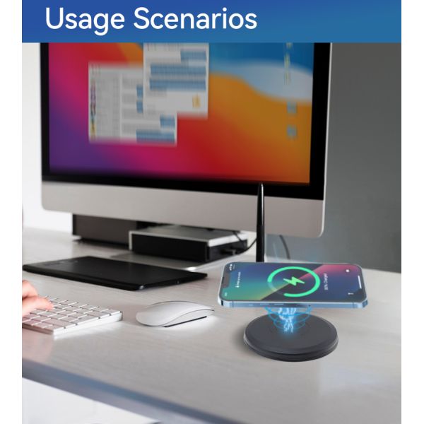 Multifunctional Desk Power Grommet with 15W Wireless Charging PD 30W USB C Port and Waterproof Type F Plug
