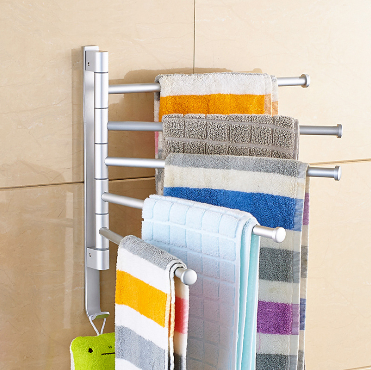 Foldable Rotary Rustproof Double Bar Towel Holder