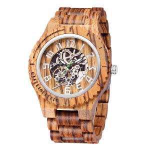 Buy cheap Men Mechanical Wrist Watches Natural Engraved Bamboo Wood Custom Logo product