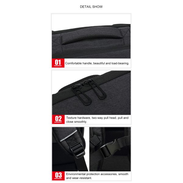 24L 15.6 Inch Expandable Laptop Backpack Multifunctional Rucksack 1680D