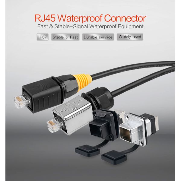 IP67 Waterproof RJ45 Connector Plug to Socket Panel Mount Connector RJ45 Network Cable RJ45 Male Cat6 Connector