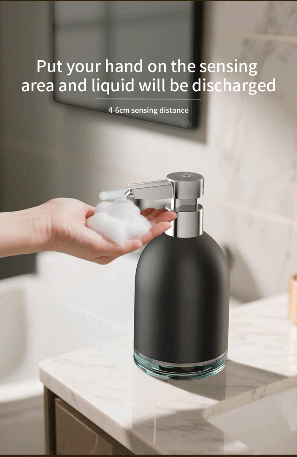 FUSMLI Modern Eco-Friendly Touchless 320mL Bathroom Soap Dispenser Automatic Smart Sensor Pump for Household Use Battery Powered