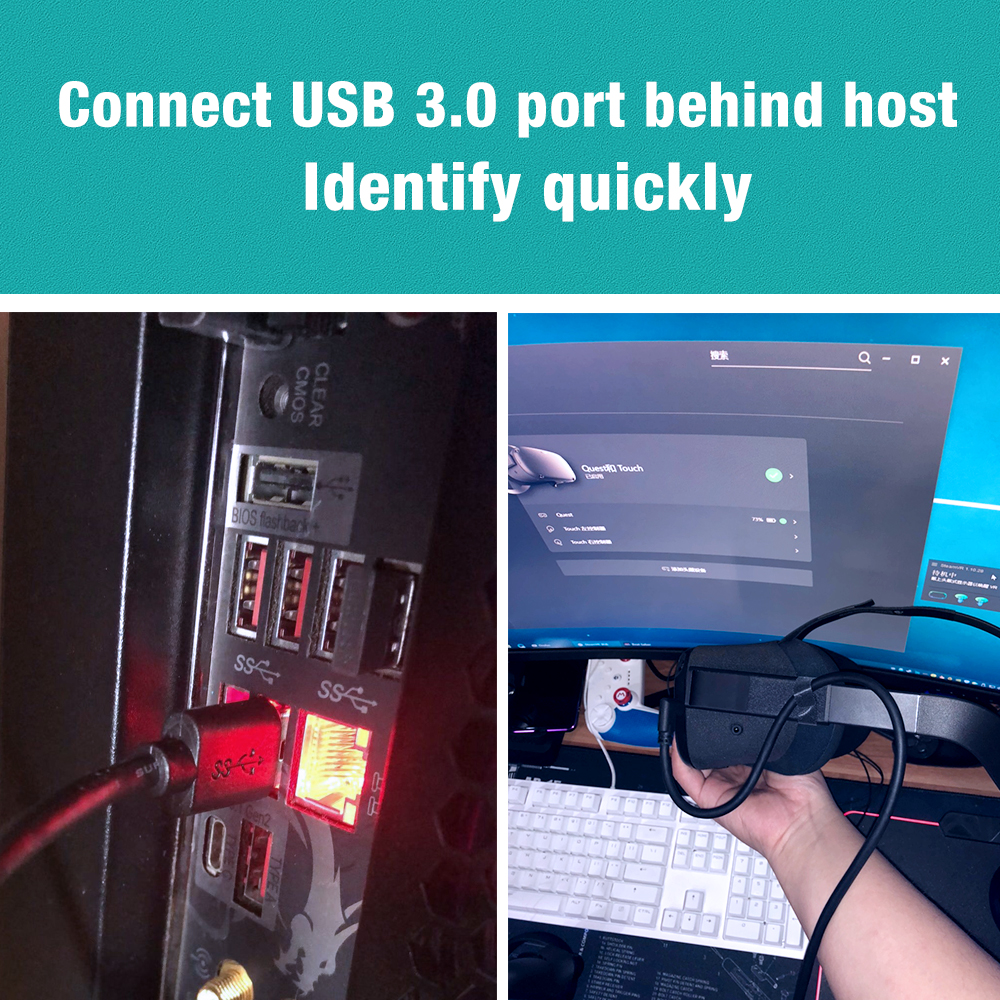 Laudtec Link Cable for Meta Quest 3s Oculus Quest 3 Quest 2/Pro,USB 3.0 High Speed Data Cable, USB C Charger Cord for VR Headset