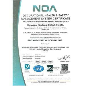Synercare (Nantong) Biotech Co. Ltd Certifications