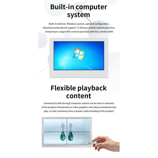 43" Android Transparent LCD Showcase WiFi Network Floor-Standing Metal OEM Built-In CMS Smart Touch Commercial Retail Exhibition