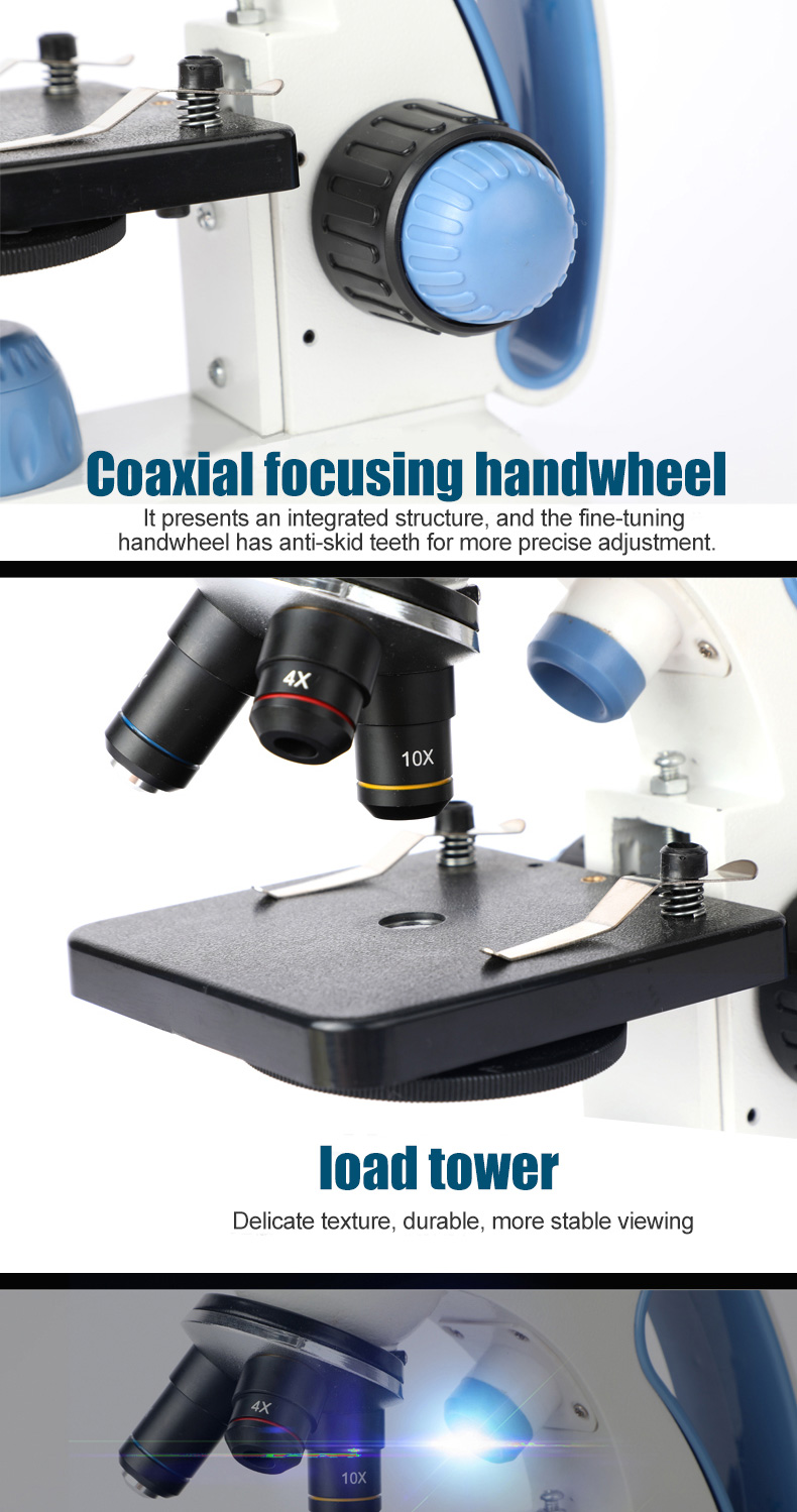 CenLee Portable Digital Biological Binocular Microscope Students All-Optical System LED Illumination Coarse/Fine Adjustment